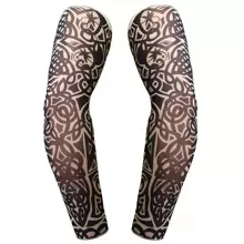 1對男女防曬紋身袖套,花卉臂套手套,適合時尚,騎行和戶外活動 - 深灰色 - 查看 1