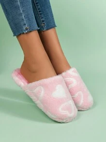 Của phụ nữ Hình trái tim Màu thuần Nấm Phong cách Trong nhà Dép đi trong nhà , Quý cô Màu thuần Tim In Dép đi trong phòng ngủ Với Phong cách Học viện - Hồng - Xem 5