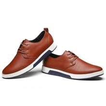Men's Derby Shoes, Business Formal Office Shoes, Casual Walking Shoes Lace-Up Front Shoes For Men - màu nâu - Xem 5