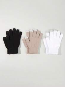 3 Pairs Winter Men's Thickened Warm Touch Screen Gloves - Multicolor - View 1