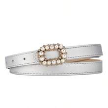 1條女士腰帶,3d花裝飾pu皮革腰帶,時尚細腰帶適用於派對和搭配小西裝外套、連衣裙