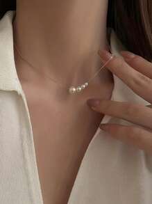 1 Miếng Trân châu Vòng cổ dây  Nữ Sang trọng Xương quai xanh Chuỗi Thanh lịch Cái cổ Phụ kiện Đối với phụ nữ - Vàng - Xem 1