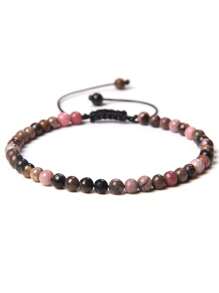 1 pulsera trenzada a mano estilo bohemio con piedra natural de 4mm y cuentas de cristal con energía curativa, joyería ajustable