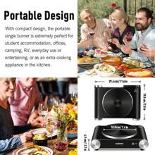 Cusimax 1500W Electric Single Hot Plate Cooktop,Stainless Steel Countertop Burner With Temperature Control,Portable Cast Iron Electric Stove,Great For RV/Home/Camping,Easy To Clean - Black - View 5
