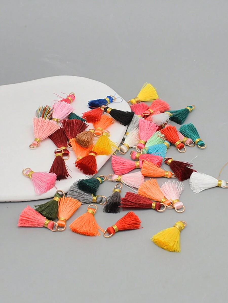 50 Piezas Accesorios Surtidos Para Diy De Pendientes, Pulseras Y Bolsos En Forma De Borlas Y Anillos De Metal De Colores Mixtos Al Azar