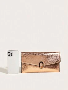 Metallic Decor Women's Clutch Bag - Champagne - View 3