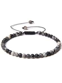 1 pulsera trenzada a mano estilo bohemio con piedra natural de 4mm y cuentas de cristal con energía curativa, joyería ajustable