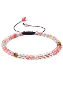 1 pulsera trenzada a mano estilo bohemio con piedra natural de 4mm y cuentas de cristal con energía curativa, joyería ajustable