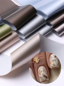 10 miếng giấy dán móng tay màu vàng bạc mờ, 20x4cm, giấy dán móng tay kim loại vàng lấp lánh, giấy trang trí móng tay DIY, dụng cụ làm móng. - Nhiều màu - Xem 2