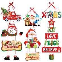 1pc Paper Christmas Decoration Garlands With Santa Claus & Christmas Tree Patterns For Door, Window And Wall Decoration - Elk Santa Claus - View 2