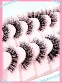 Asiteo 7 Pairs 3D Transparent False Eyelashes With Natural Delicate Faux Mink Lashes, 7 Mixed Styles, Fluffy & Curly Cat Eye Lashes - 黑色 - 查看 4