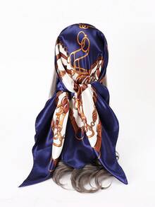 1條女士仿真絲質頭帶圍巾,適用於日常、海灘或休閒穿著