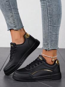 Baskets décontractées à lacets pour femmes, style low top, chaussures de sport plates et confortables pour l'extérieur, printemps