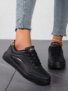 Baskets décontractées à lacets pour femmes, style low top, chaussures de sport plates et confortables pour l'extérieur, printemps