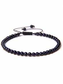 1 pulsera trenzada a mano estilo bohemio con piedra natural de 4mm y cuentas de cristal con energía curativa, joyería ajustable