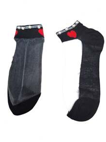 6 Pairs Of Transparent Pearl Socks With Cute And Beautiful Prints - 黑色 - 查看 3
