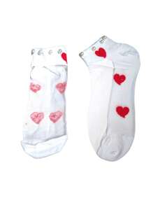 6 Pairs Of Transparent Pearl Socks With Cute And Beautiful Prints - 黑色 - 查看 2