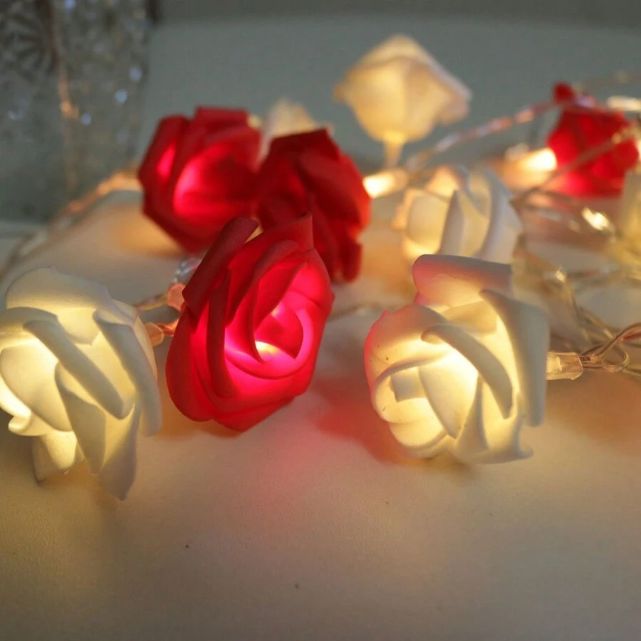 9.84ft 20 Rose ,Flower String, Holiday Lights Indoor For Christmas Bedroom Wedding Valentines Day Decorations,Christmas Garland Pinecones Red Berry Garland Garland For Mantle Fireplace Table Indoor Outdoor Garland Decor Party Birthday,Valentine'S Day,Mother'S Day Gift - 紫色 - 查看 1