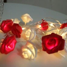 9.84ft 20 Rose ,Flower String, Holiday Lights Indoor For Christmas Bedroom Wedding Valentines Day Decorations,Christmas Garland Pinecones Red Berry Garland Garland For Mantle Fireplace Table Indoor Outdoor Garland Decor Party Birthday,Valentine'S Day,Mother'S Day Gift - 紫色 - 查看 3
