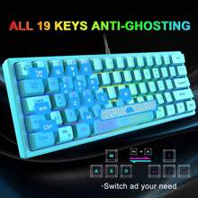 ATTACK SHARK * ZIYOULANG 60% Gaming Keyboard And Mouse Combo,Portable 62 Keys TKL Wired RGB Backlit Mechanical FeelKeyboards,Lightweight Gaming Mouse,Mouse Pad For PC Gamer Computer Desktop - blue mixed light - View 4