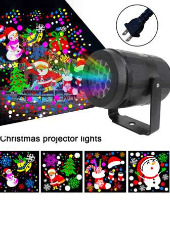 1pc Christmas Led Projection Lamp With Colorful Snowflake Pattern, Ideal Christmas Gift For Indoor/outdoor/stage/garden/house Party And Festival Decoration