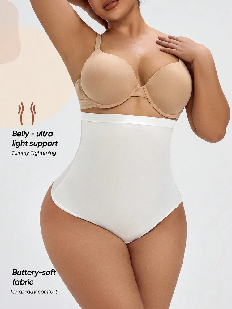 Tanga de mujeres de talle alto control de barriga delgado cintura - Blanco - Añade 3