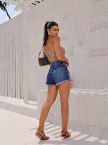 Manon Store Women Denim Shorts - Màu xanh lam - Xem 7
