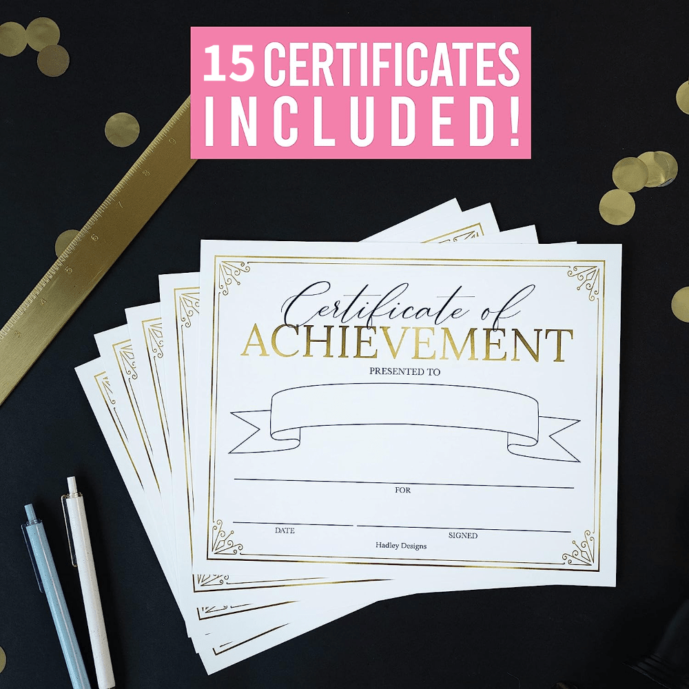 15 Gold Certificate of Completion Award Certificate Paper Student of