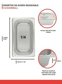 Inserto Acero Inoxidable 1/4 con Tapa 10 cm - Gris - Ver 3