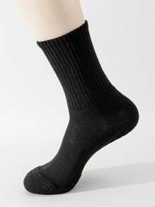 5pairs Women Daily Minimalist Solid Fashion Sports Socks For Gym