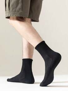 5pairs Women Daily Minimalist Solid Fashion Sports Socks For Gym