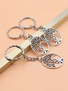 3 Cái/bộ 25X25 Mm Sóc Cây Mặt Dây Chuyền Móc Khóa 25 Mm Đường Kính Ngoài Dập Nổi Dây Móc Khóa Với dây Xích Móc Khóa - Màu Bạc Cổ - Xem 2