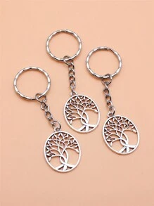 3 Cái/bộ 25X25 Mm Sóc Cây Mặt Dây Chuyền Móc Khóa 25 Mm Đường Kính Ngoài Dập Nổi Dây Móc Khóa Với dây Xích Móc Khóa - Màu Bạc Cổ - Xem 1