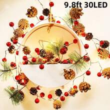 9.84ft 20 Rose ,Flower String, Holiday Lights Indoor For Christmas Bedroom Wedding Valentines Day Decorations,Christmas Garland Pinecones Red Berry Garland Garland For Mantle Fireplace Table Indoor Outdoor Garland Decor Party Birthday,Valentine'S Day,Mother'S Day Gift - 香檳色 - 查看 1