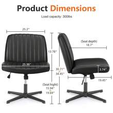 Sweetcrispy Office Chair Armless Desk Chair No Wheels Cross Legged Office Chair Wide Swivel Home Office Desk Chairs - màu đen - Xem 7
