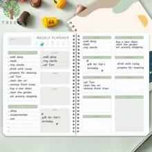 Trees 無日期週報筆記本待辦事項清單規劃器,帶有習慣追蹤器,辦公室學校用品 - 綠色 - 查看 1