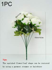 每束9朵人造絲大玫瑰花,適用於家居裝飾、婚禮佈置、手持花束 - 白色 - 查看 3