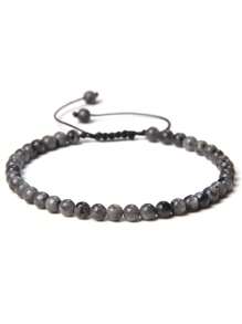 1 pulsera trenzada a mano estilo bohemio con piedra natural de 4mm y cuentas de cristal con energía curativa, joyería ajustable