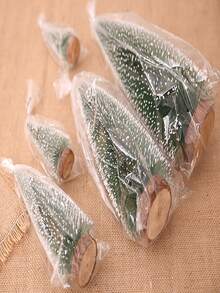 1 pc Mini Christmas Trees, Artificial Christmas Tree Bottle Brush Trees,Sisal Snow Trees with Wooden Base for Christmas Decor Christmas Party Home Table Craft Decorations - Green - View 9