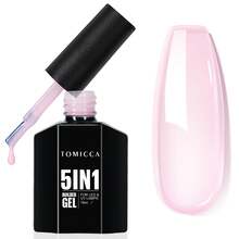 TOMICCA月光白/淺紫色/桃紅色/淺杏色/淺粉色建造者凝膠5合1指甲延伸膠，每瓶15毫升，適用於指甲延伸、修補、加固、美甲裝飾、和鑲嵌DIY在家或作為禮物，可以UV / LED燈快速干燥 - 淺粉色 - 查看 2