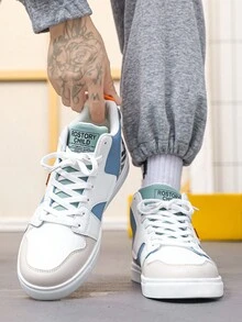 男款戶外高幫休閒系帶平底透氣大尺碼運動鞋,時尚百搭