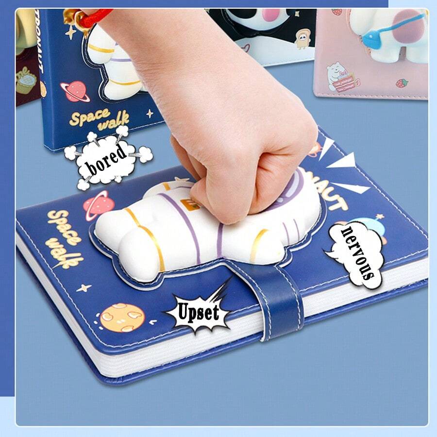1pc Decompression Notebook, Cute Cartoon Creative Student Agenda For Girls - Pink - View 1