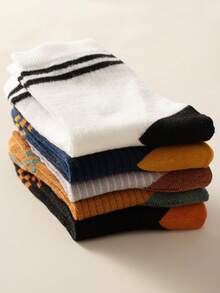 جوارب خاصة بالنساء بطول منتصف الساق مخططة ومنعشة وقابلة للتهوية والامتصاص المضاد للرائحة مكوّنة من 10 أزواج، مناسبة للارتداء اليومي