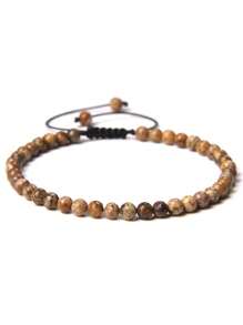 1 pulsera trenzada a mano estilo bohemio con piedra natural de 4mm y cuentas de cristal con energía curativa, joyería ajustable