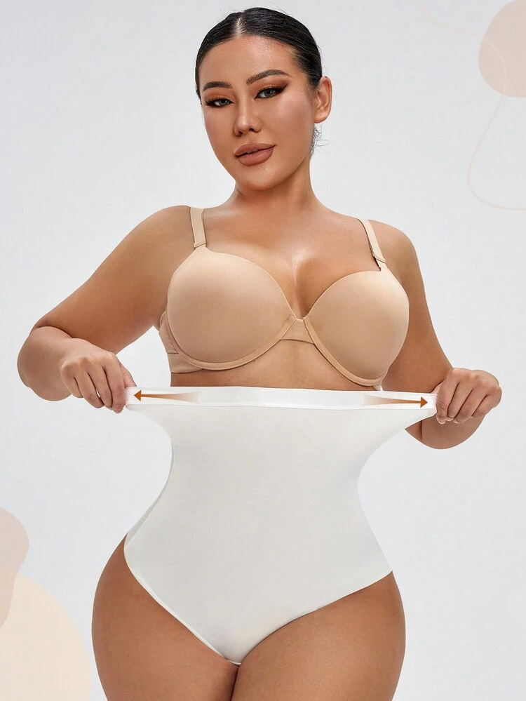 Tanga de mujeres de talle alto control de barriga delgado cintura - Blanco - Añade 6