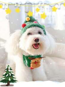 1 Miếng Mũ Giáng sinh cho thú cưng Và 1 Miếng Chảy nước dải Bib Đối với Cả hai Mèo Và Chó - xanh quân đội - Xem 1