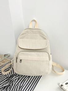 Mochila Simple De Color Sólido Para Mujer - Blanco - Ver 4
