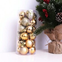 24 cái Giáng sinh Đồ trang trí Trái bóng Vật rủ xuống Với Mạ điện Đối với Cửa sổ , Trần nhà , Cửa hàng Lớn Mở  & Lễ hội Lễ ăn mừng , Trưng bày - Vàng - Xem 5