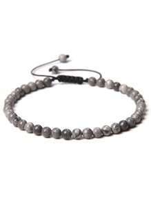 1 pulsera trenzada a mano estilo bohemio con piedra natural de 4mm y cuentas de cristal con energía curativa, joyería ajustable