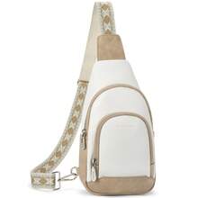BOSTANTEN Sling Bag for Women Crossbody Purse Crossbody Bag Leather Chest Bag with Adjustable Guitar Strap for Travel - 白色 - 查看 1